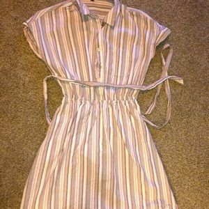 Collard button up striped dress